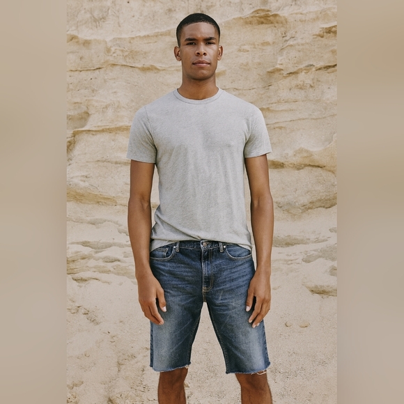 Banana Republic Mens Renewed Remade Cut-Off Blue Jean Shorts With Frayed Hem 35W - Picture 1 of 8